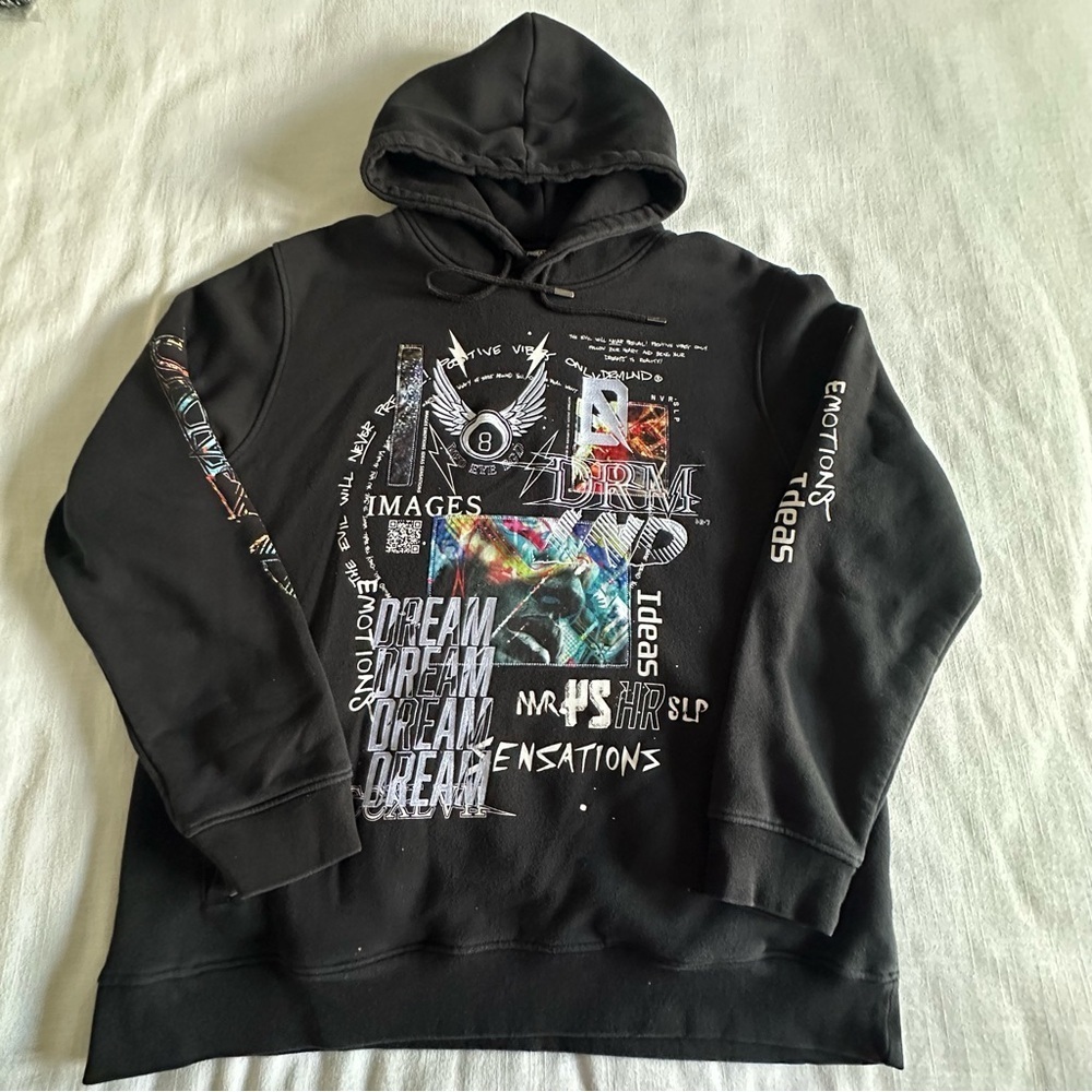 Dreamland Hoodie Mens 3XL Black Graphic Pullover Emotions Sensations Urban Art